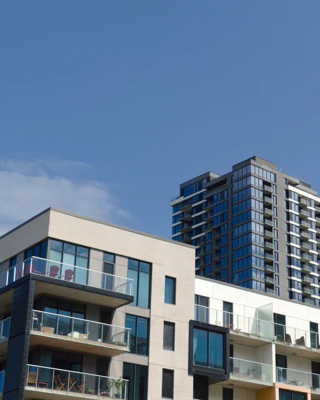 A contemporary condominium building