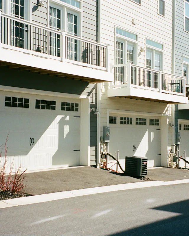 A row of modern townhomes